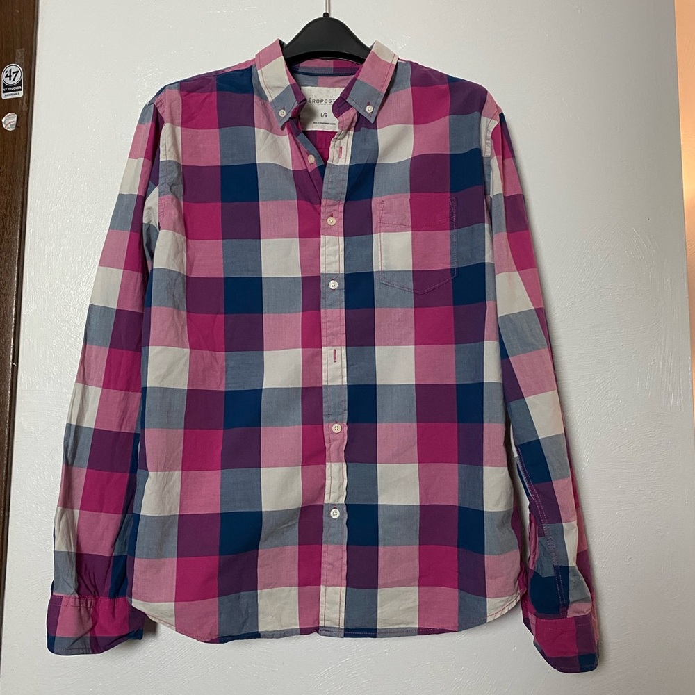 Vintage summer plaid shirt 👕 in very good condition size large